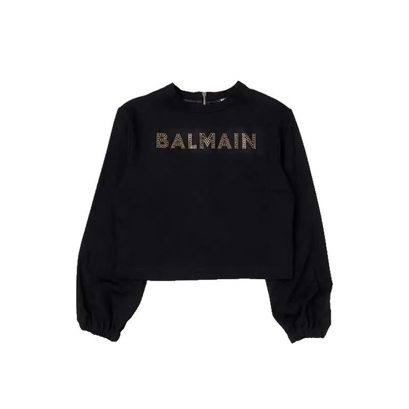 BALMAIN BALMAIN GIRLS CROPPED SWEATSHIRT BLK BT4B20 930