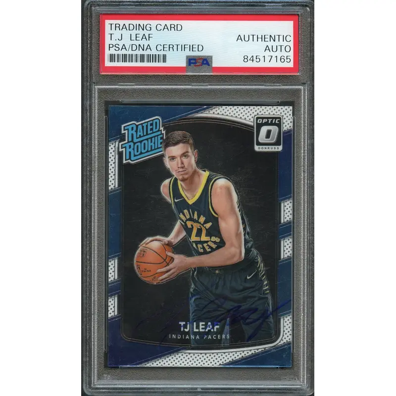 2017-18 Optic Rated Rookie #183 TJ Leaf Signed Card AUTO PSA Slabbed RC Pacers