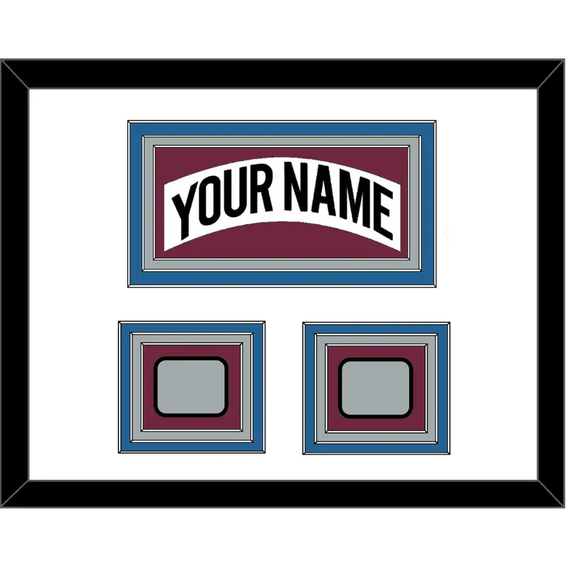 Colorado Nameplate & 2 Stanley Cup Finals Patches - Home White (1999-2001) - Triple Mat 1