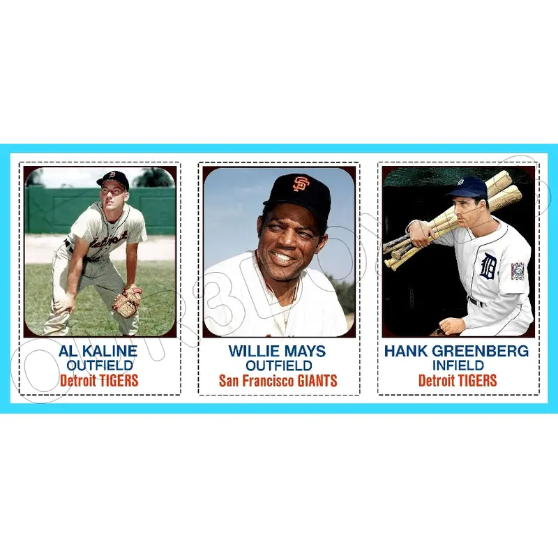 Mays Greenberg Kaline 1975 Hostess Panel #1 Custom Card - 4720
