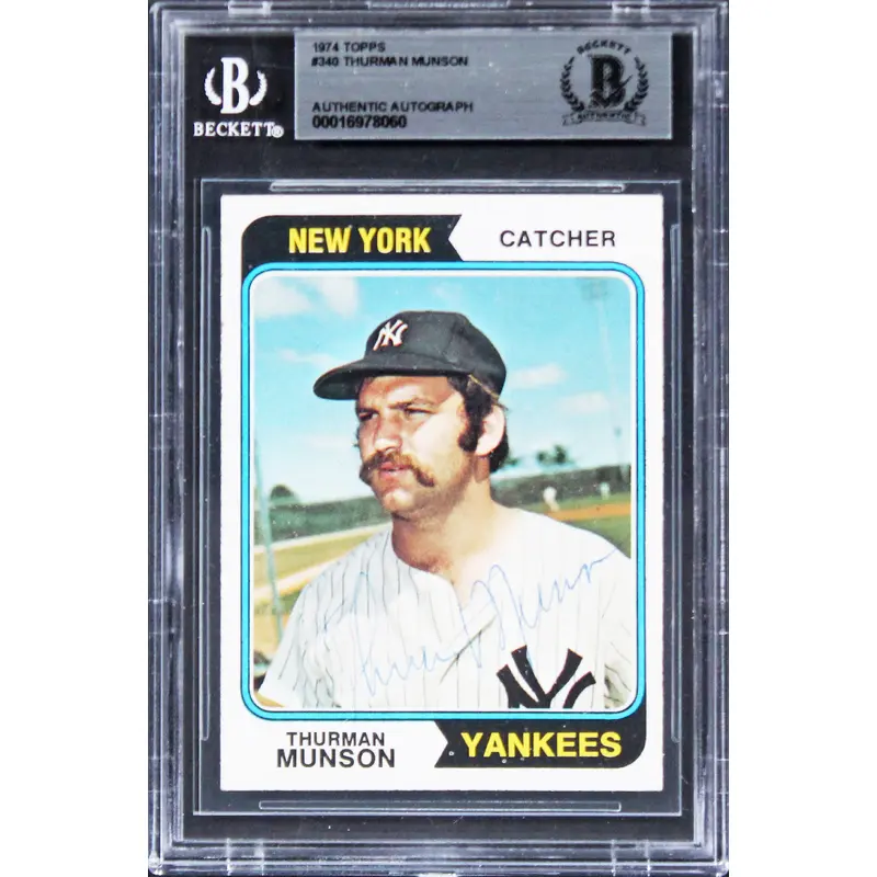 Yankees Thurman Munson Authentic Signed 1974 Topps #340 Card BAS Slabbed & JSA