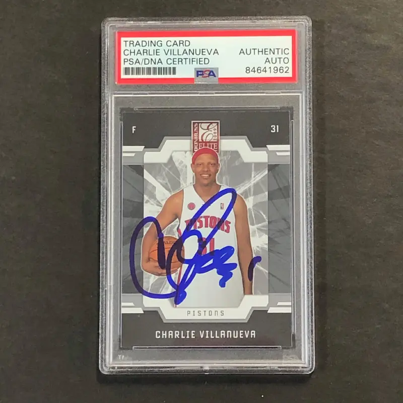 2009-10 Panini Elite #30 Charlie Villanueva Signed Card AUTO PSA/DNA Slabbed Pistons