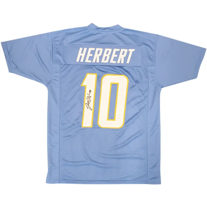 Justin Herbert Autographed Los Angeles (Powder Blue #10) Custom Jersey - BAS