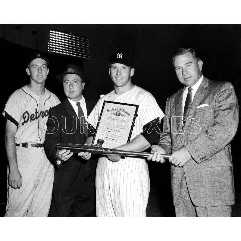 Mickey Mantle Al Kaline 8X10 Photo - 1957 Yankees Tigers - 1845