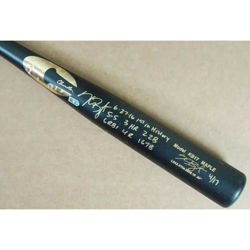 Beautiful Kris Bryant Signed Heavily Inscribed STAT Game Model Bat MLB Authentic