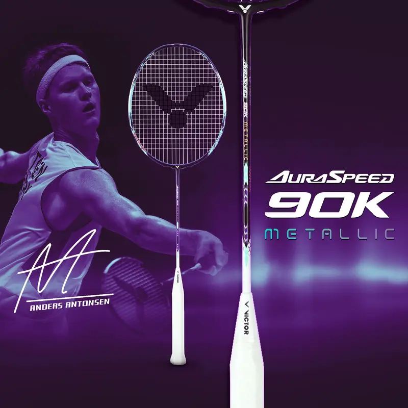 AuraSpeed 90K (ARS-90K) Metallic Badminton Racket (R Tale Turquoise) Vector | Kibi Sports