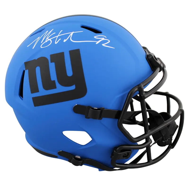 Giants Michael Strahan Signed Rave Full Size Speed Rep Helmet BAS Witnessed