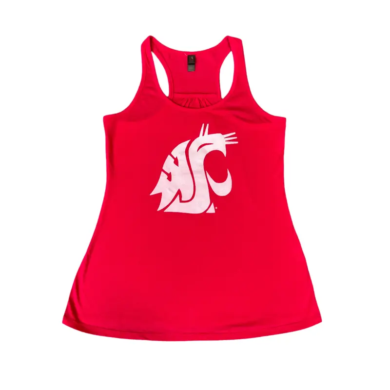 Ladies Pink Screen Printed WSU Crew Cut Tank