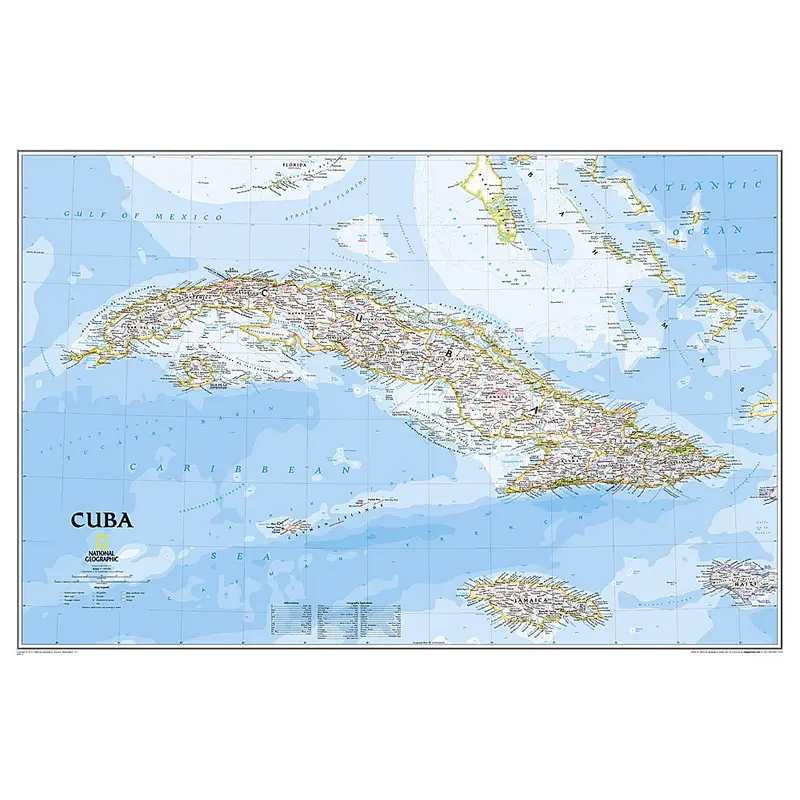 Map of CUBA National Geographic Classic Edition 24x36 Wall Map Poster - NG Maps