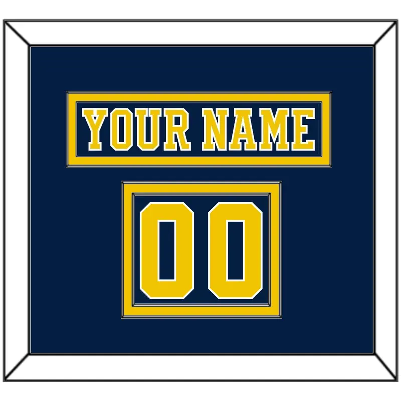 Michigan Hockey Nameplate & Number (Shoulder) - Road Blue (2019-2020) - Double Mat 2