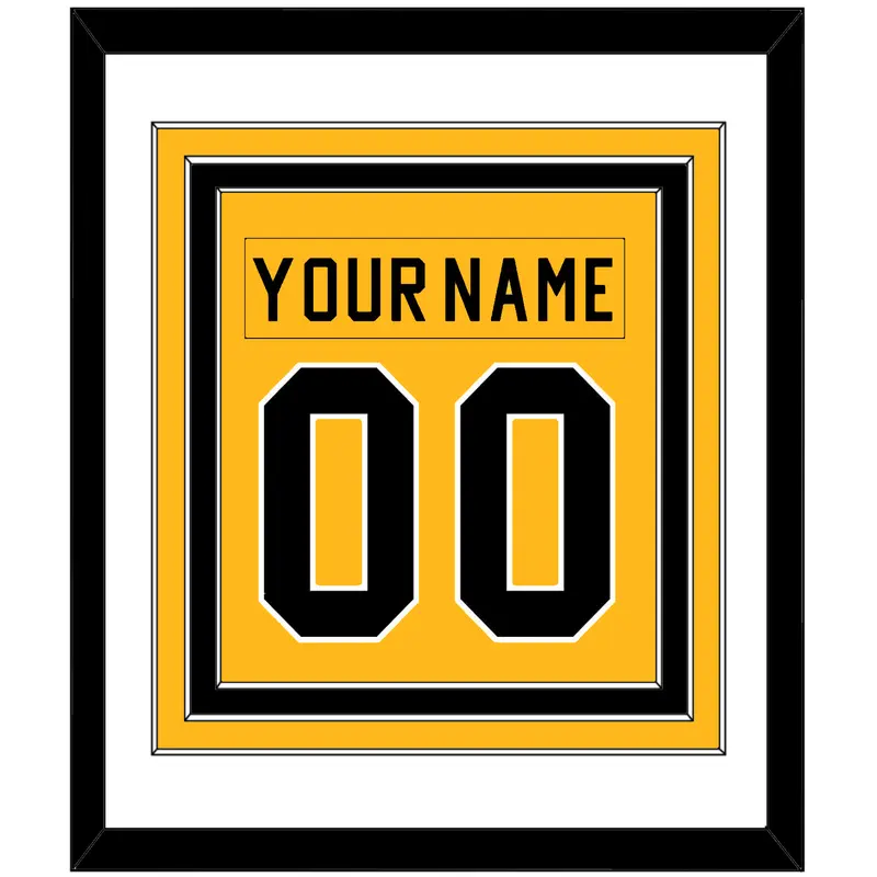 Pittsburgh Nameplate & Number (Back) Combined - Home Gold (1983-1984) - Triple Mat 1