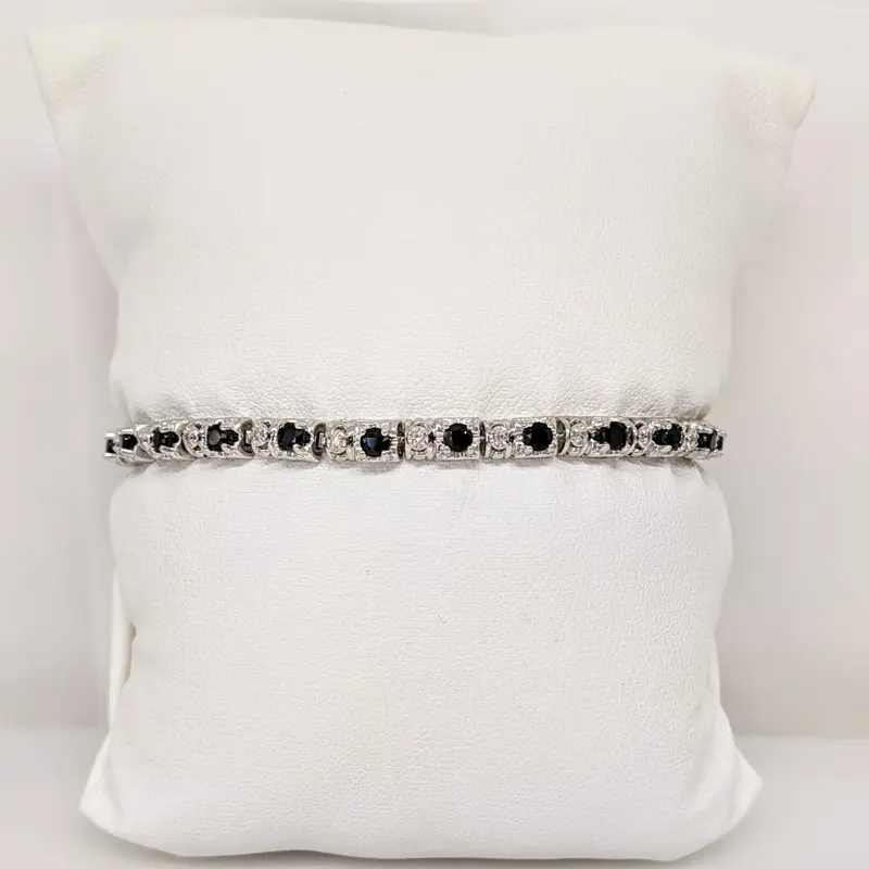 10K WHITE SAPPHIRE ROUND (20) WITH MELEE ESTATE BRACELET 6.7 GRAMS