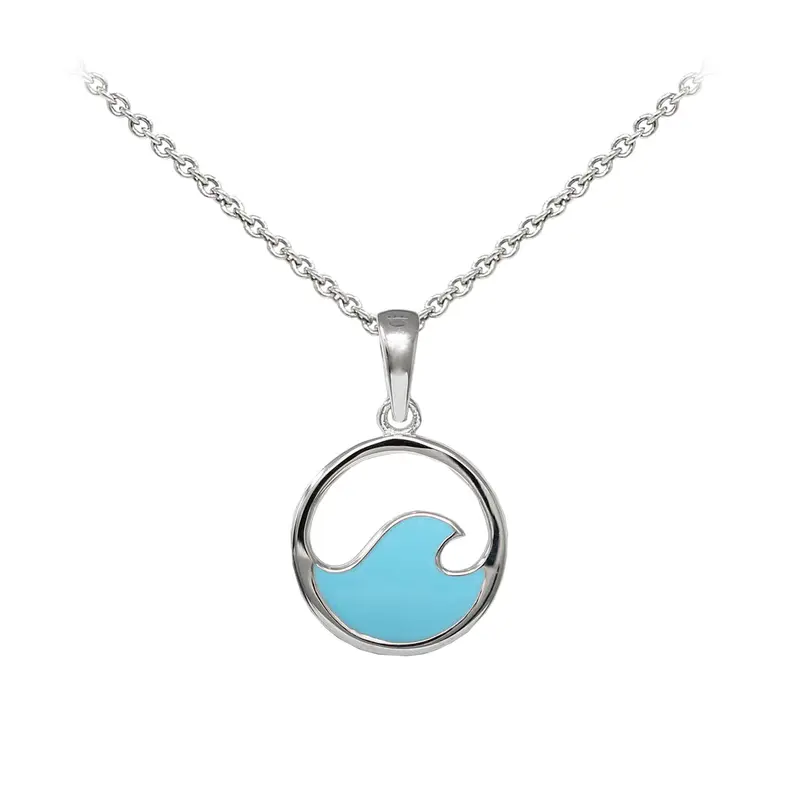 Solid Wave (Enamel) Sterling Silver Dainty Necklace