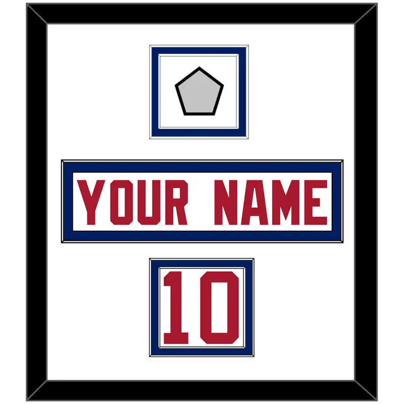 New York Nameplate, Number (Shoulder) & Super Bowl Jersey Patch - Road White - Double Mat 1