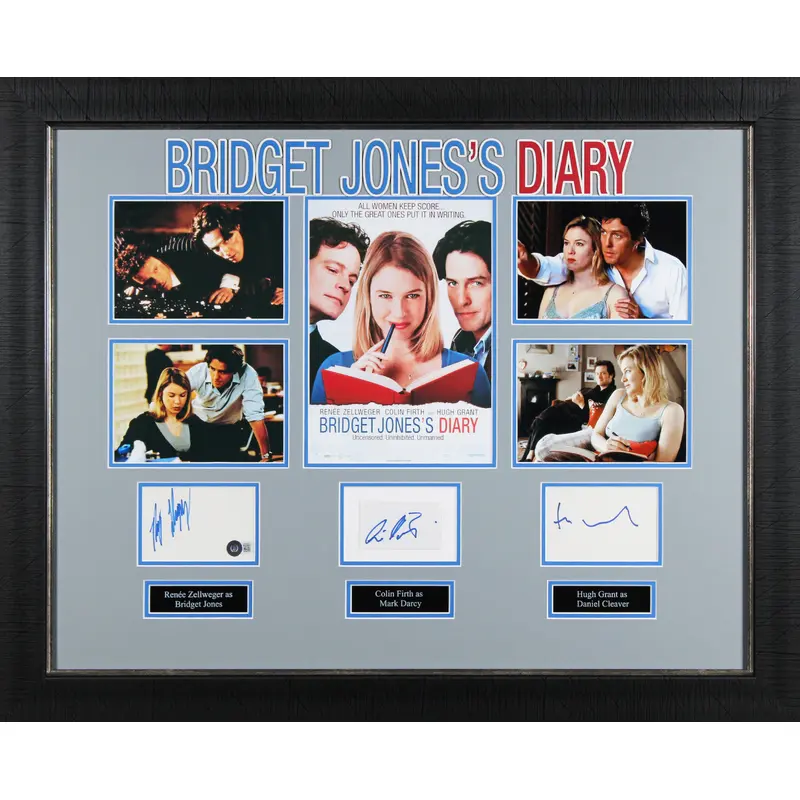 Bridget Jones's Diary (3) Zellweger, Firth & Grant  Signed Framed Display BAS