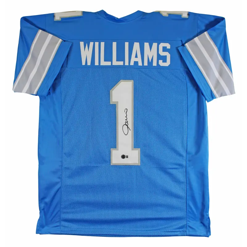 Jameson Williams Authentic Signed Blue Pro Style Jersey BAS Witnessed 3