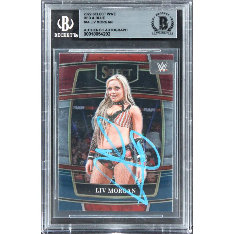 Liv Morgan Authentic Signed 2022 Select WWE Red & Blue #44 Card BAS Slabbed
