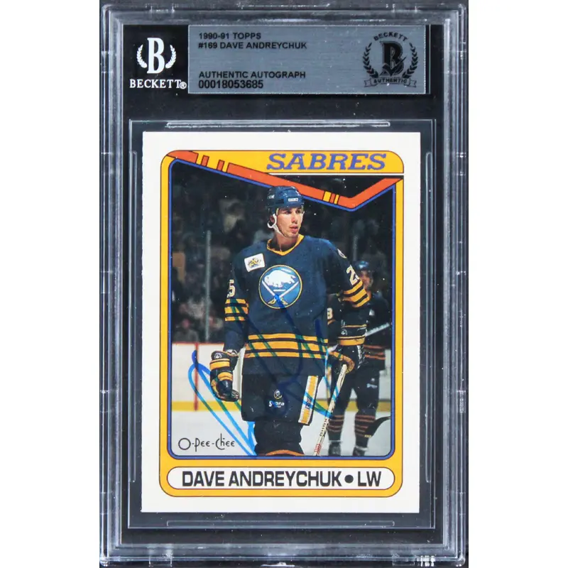 Sabres Dave Andreychuk Authentic Signed 1990 Topps #169 Card BAS Slabbed