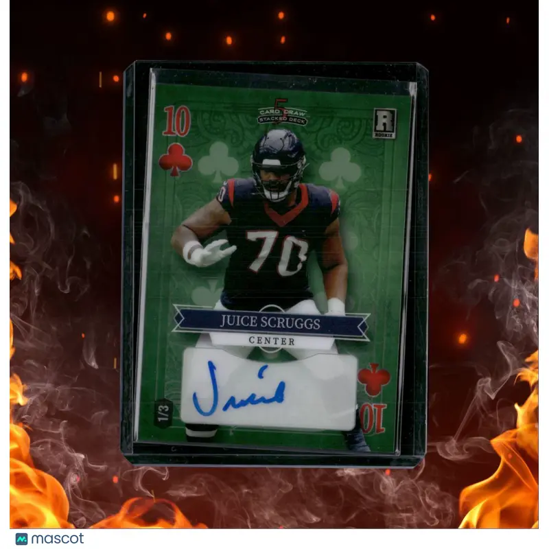2023 Wild Card 5 Card Draw Stacked Deck Juice Scruggs Green 10 Clubs Rookie Auto