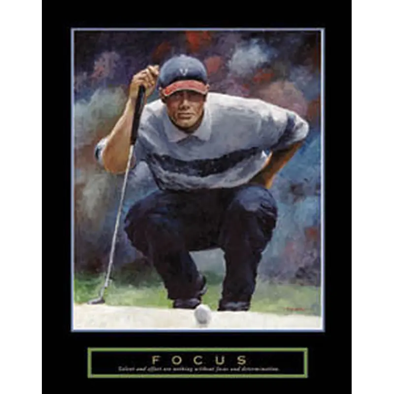 Golf "Focus" Motivational Art Poster Print (Tiger Woods Style by T.C. Chui) - Front Line