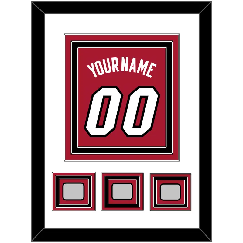 Miami Name & Number With 3 Finals Patches - Alternate Red (2001-2008) - Triple Mat 2