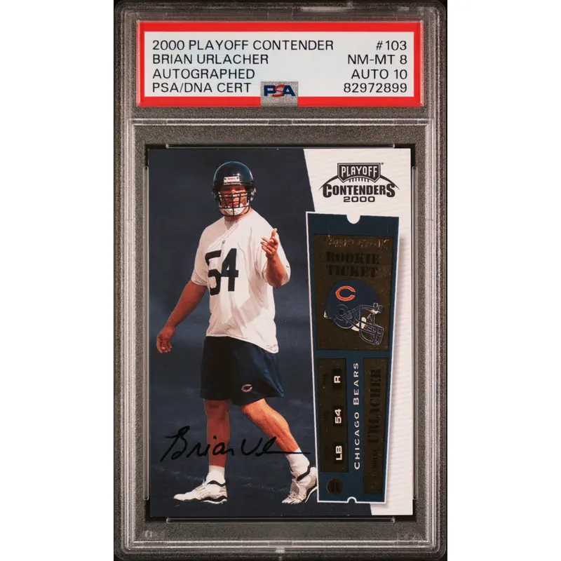 Brian Urlacher 2000 Playoff Contenders Rookie Auto PSA 8 Auto 10