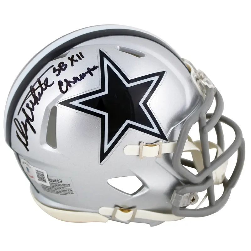 Cowboys Danny White "SB XII Champs" Signed Speed Mini Helmet BAS Witnessed