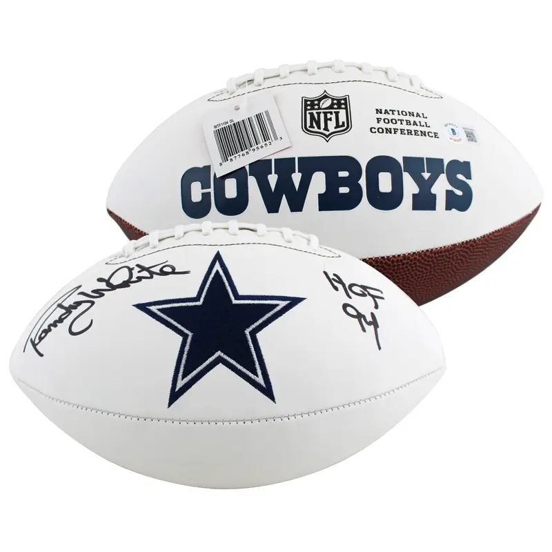 Cowboys Randy White "HOF 94" Signed Wilson White Panel Logo Football BAS Witness