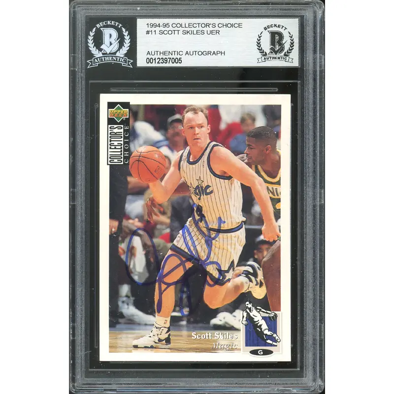 Magic Scott Skiles Authentic Signed 1994 Collector's Choice #11 Card BAS Slabbed