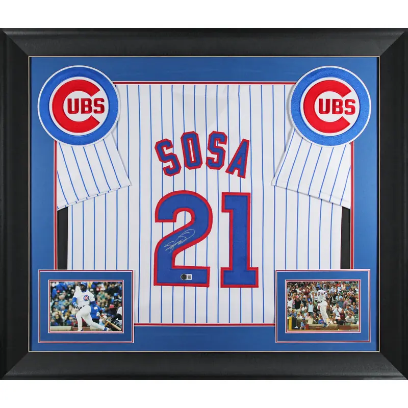 Sammy Sosa Authentic Signed White Pinstripe Pro Style Framed Jersey BAS Witness