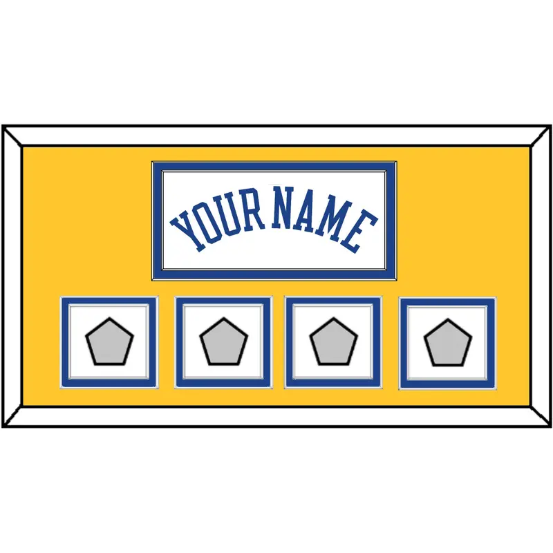 Golden State Name & 4 Champions Patches - Home White (2010-2019) - Double Mat 3