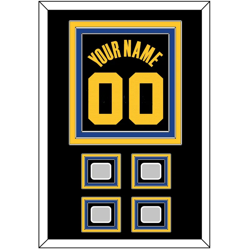 Golden State Name & Number With 4 Champions Patches - Black City (2021-2022) - Triple Mat 2
