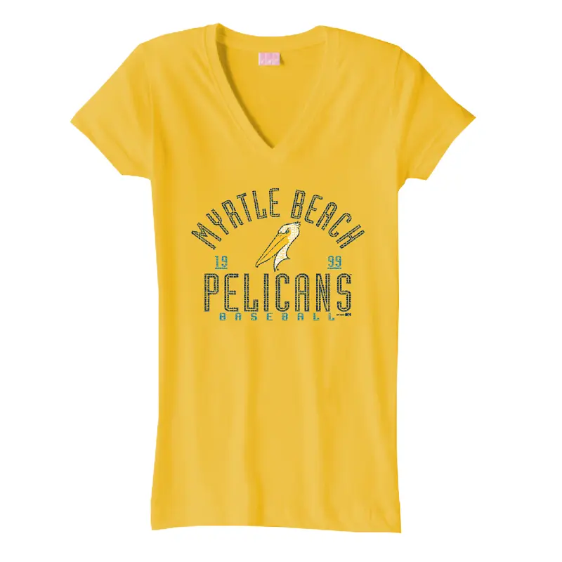 Myrtle Beach Pelicans Bimm Ridder Ladies Yellow Simple V-Neck Tee
