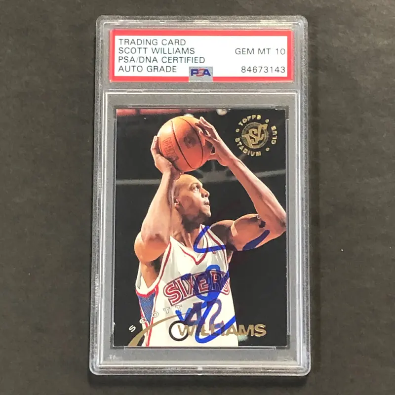 1994-95 Topps Stadium Club #272 Scott Williams Signed Card AUTO PSA Slabbed 76ers