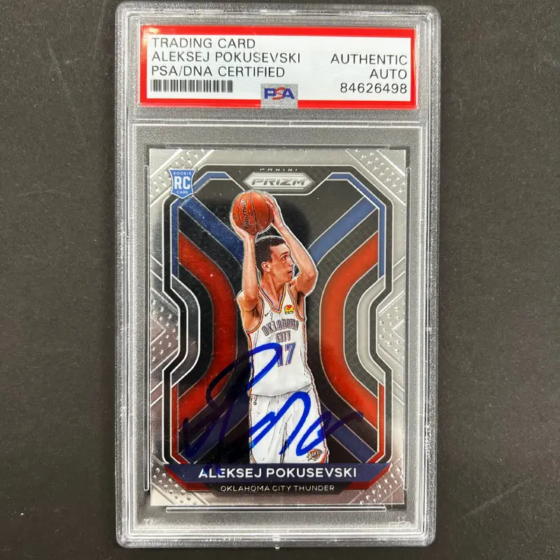 2020-21 Panini Prizm #264 Aleksej Pokusevski Signed Card AUTO PSA Slabbed RC Thunder