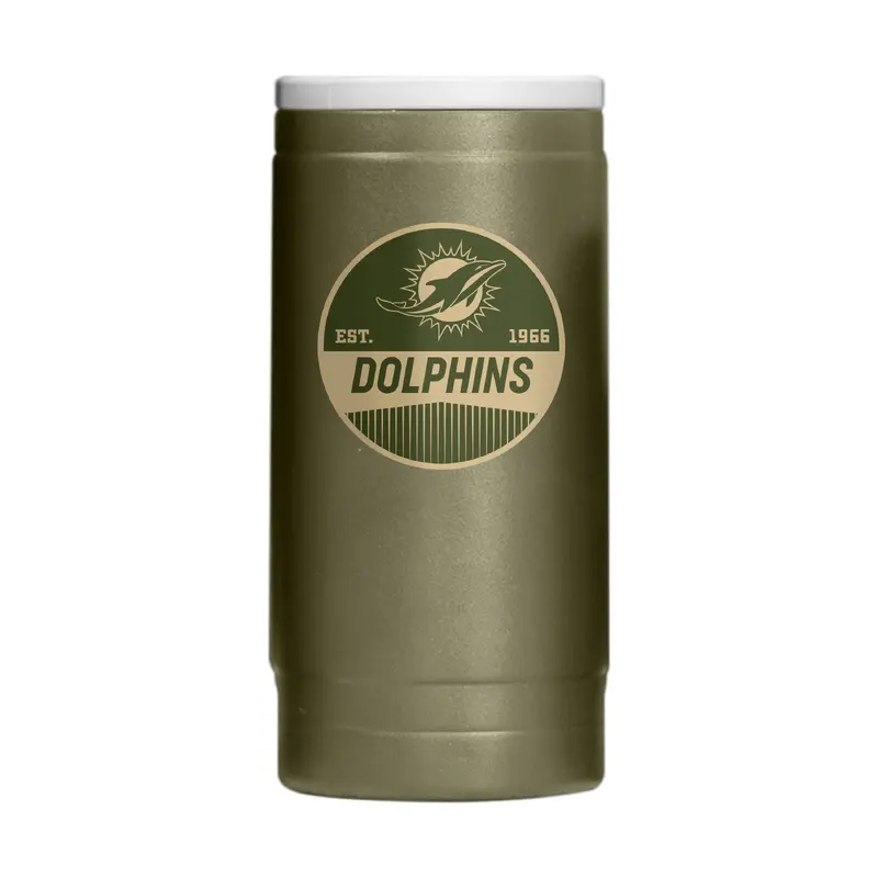 Miami Dolphins  Badge Powder Coat Slim Can Coolie