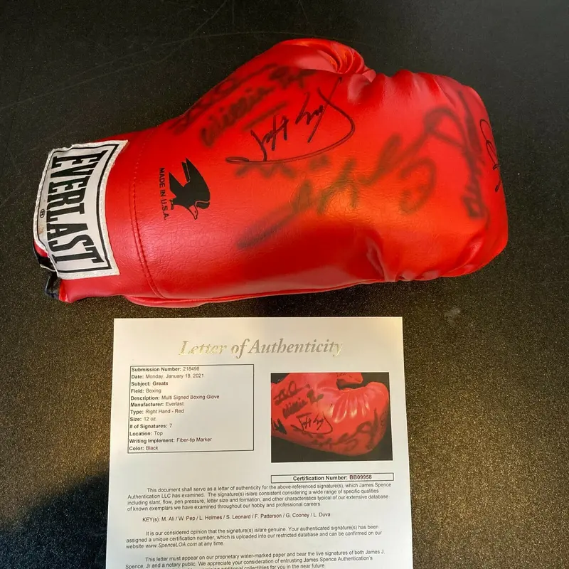 Muhammad Ali Larry Holmes Sugar Ray Leonard Floyd Patterson Signed Glove JSA COA