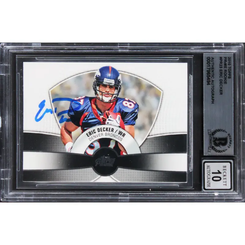 Broncos Eric Decker Signed 2010 Topps PR #PR23 Rookie Card Auto 10! BAS Slabbed