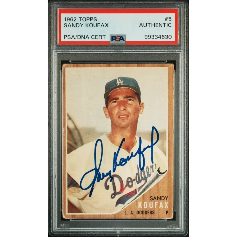 Sandy Koufax 1962 Topps #5 Autograph PSA Auth