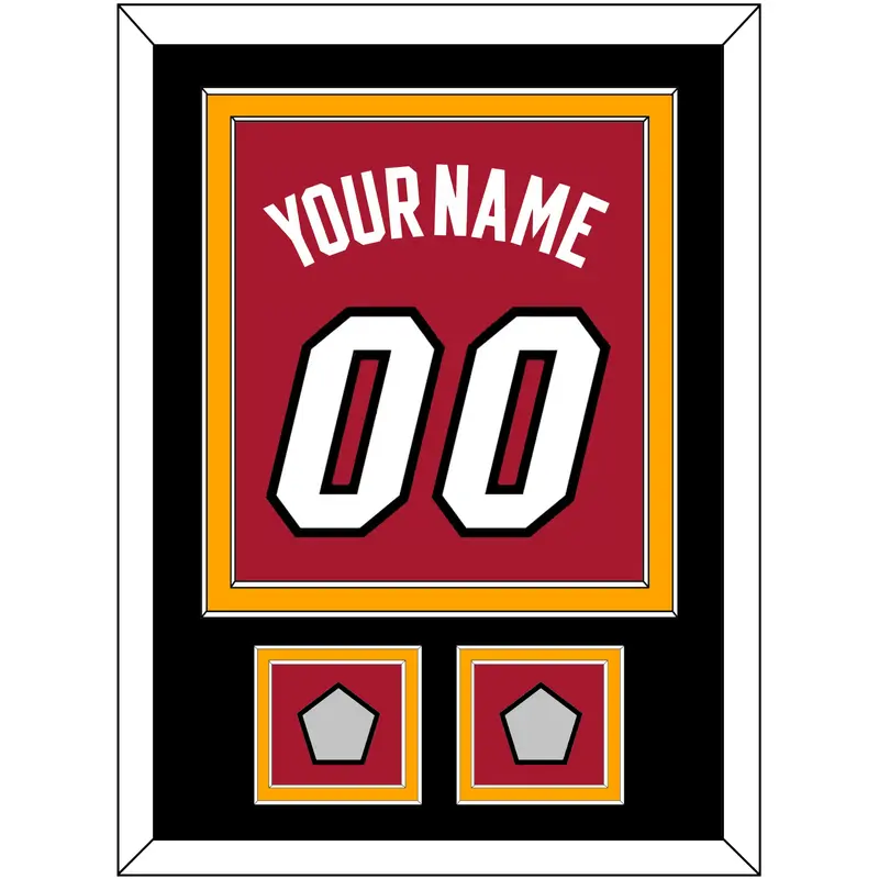 Miami Name & Number With 2 Finals Patches - Alternate Red (2001-2008) - Double Mat 2