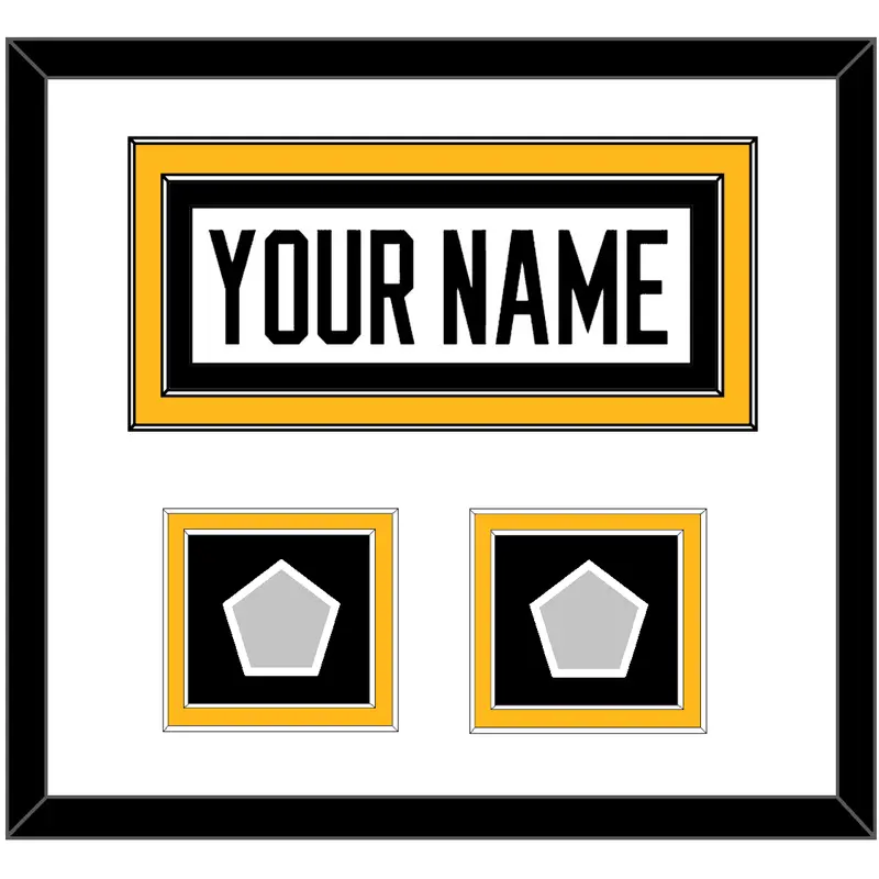 Pittsburgh Nameplate & 2 Stanley Cup Finals Patches - Road White - Double Mat 2