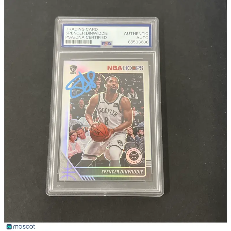2019-20 Panini NBA Hoops Premium Stock #13 Spencer Dinwiddie signed card