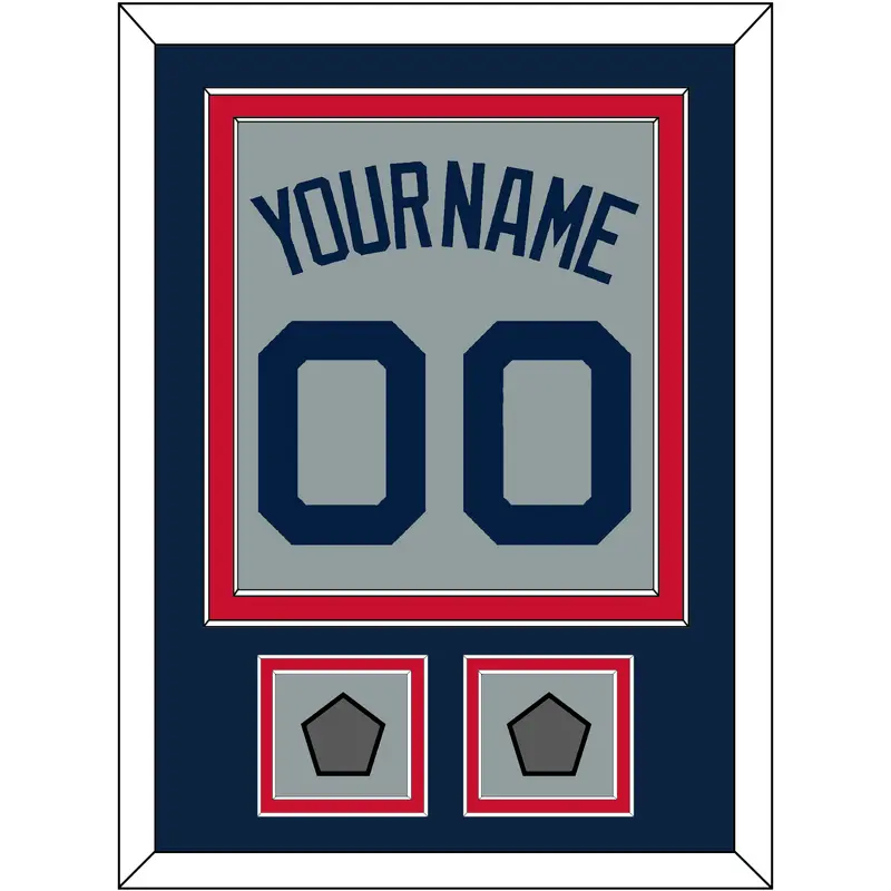 Boston Name, Number & Two World Series Jersey Patches - Road Gray (2009-2013) - Double Mat 3