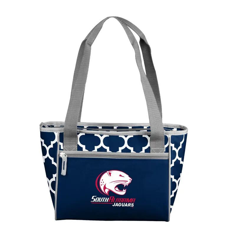 South Alabama Quatrefoil 16 Can Cooler Tote