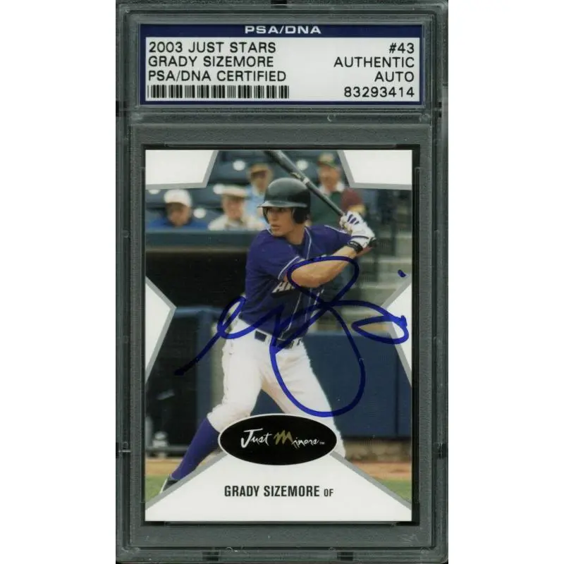 Indians Grady Sizemore Authentic Signed Card 2003 Just Stars #43 PSA/DNA Slabbed