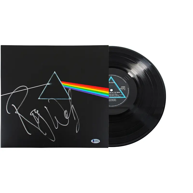 Roger Waters Pink Floyd Signed Dark Side Of The Moon Album Cover W/ Vinyl BAS
