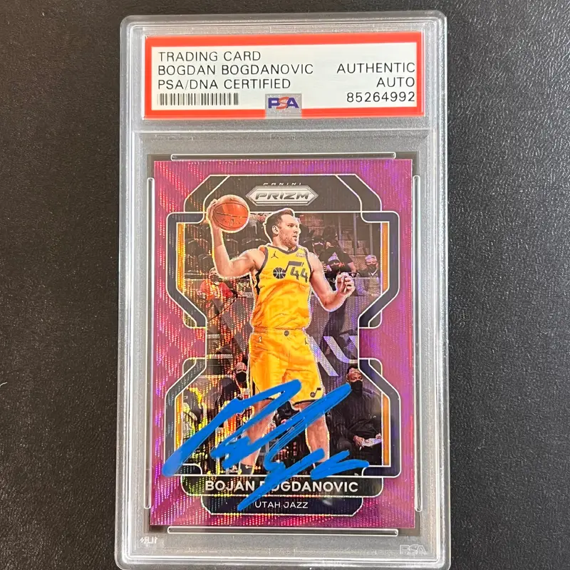 2021-22 Panini Prizm #67 Bojan Bogdanovic Signed Card AUTO PSA Slabbed Jazz