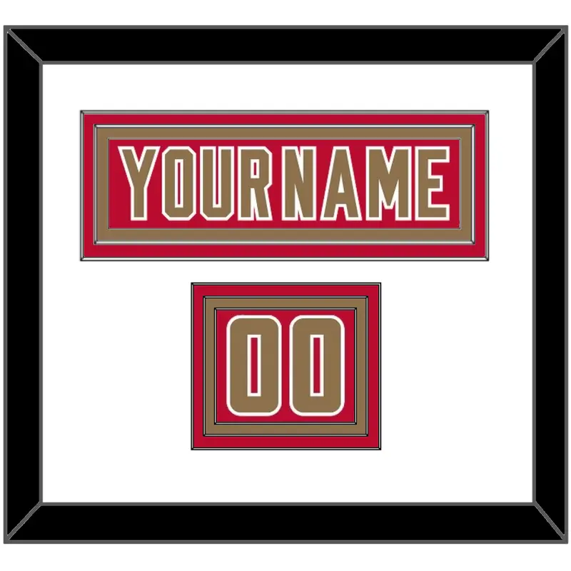 Denver Nameplate & Number (Shoulder) - Road Crimson - Triple Mat 1