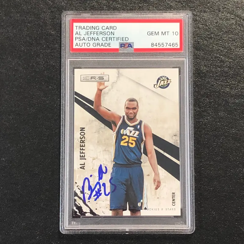 2010-11 Rookies & Stars #81 Al Jefferson Signed Card AUTO 10 PSA Slabbed Jazz