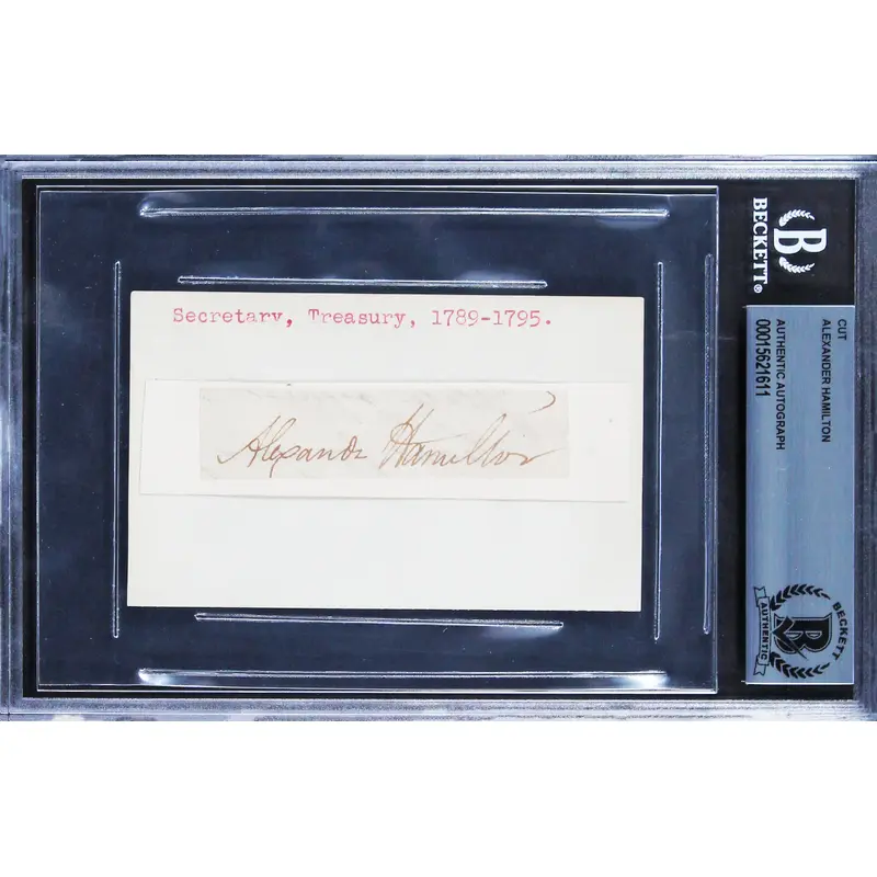 Alexander Hamilton Authentic Signed .75x3 Cut Signature BAS Slabbed